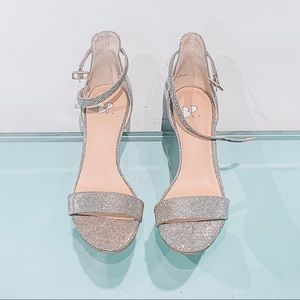 BP Luminate Pewter Glitter Strappy Heels size 4
